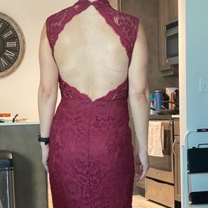 Betsy & Adam Backless Lace Gown